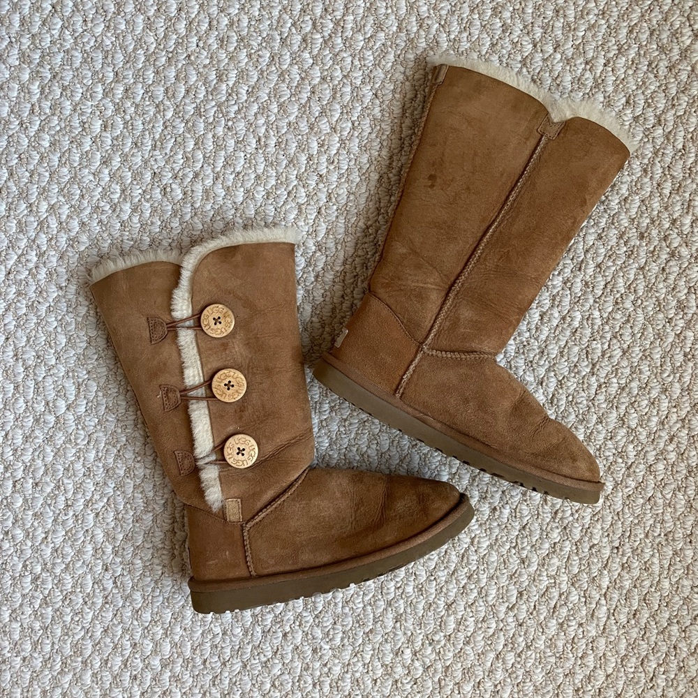Original UGG Bailey Button boots in classic chestnut brown